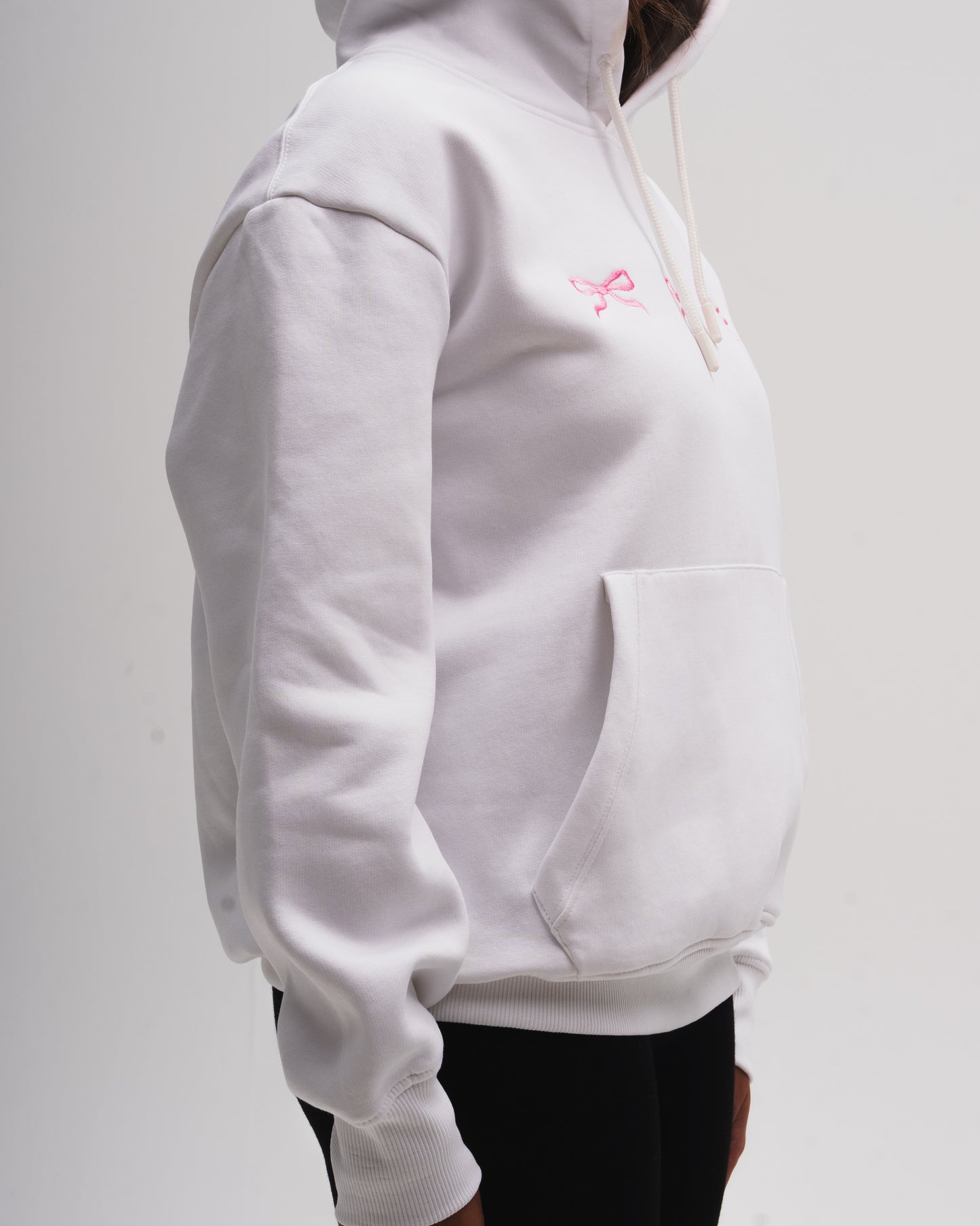 "3 Bows" White Oversized Hoodie