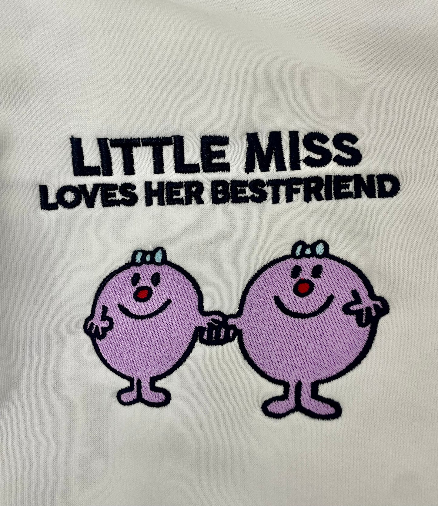 "Little Miss Loves Her Best-Friend" White Oversized Hoodie