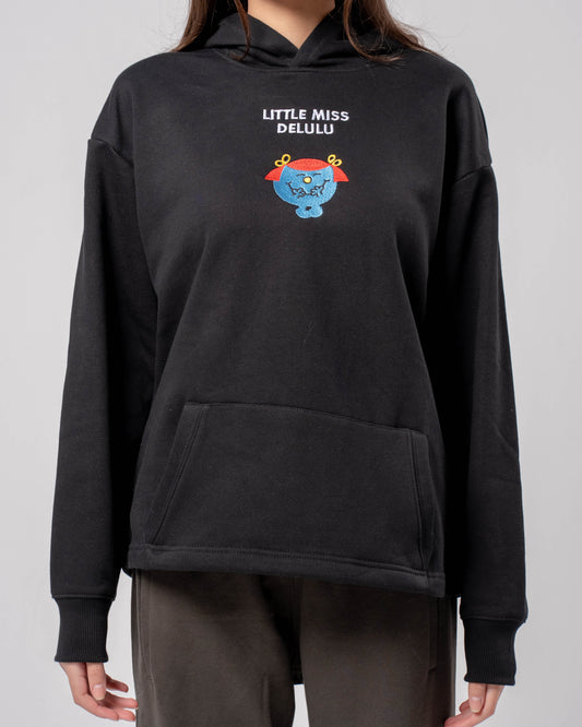 "Little Miss Delulu" Black Oversized Hoodie